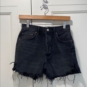 AGOLDE frayed denim button up shorts